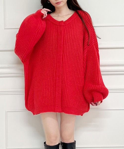 「MIIA」 ニットカーディガン FREE ネイビー レディース_画像4