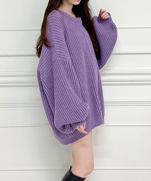 「MIIA」 ニットカーディガン FREE ネイビー レディース_画像5