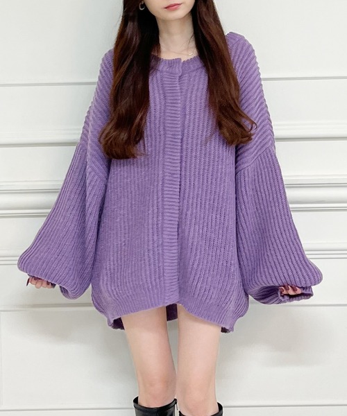 「MIIA」 ニットカーディガン FREE ネイビー レディース_画像7