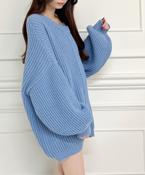 「MIIA」 ニットカーディガン FREE ネイビー レディース_画像8