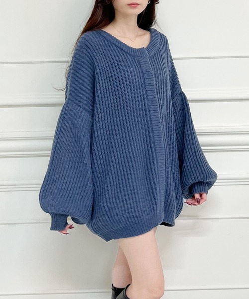 「MIIA」 ニットカーディガン FREE ネイビー レディース_画像9