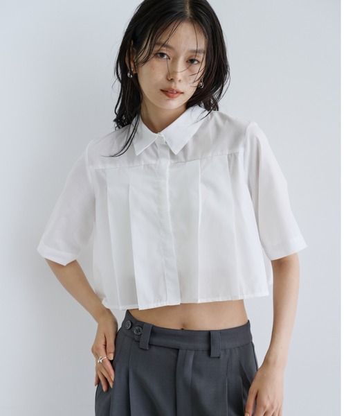 INDIVI GALLEST ブラウス シャツ 半袖 「ZOZO限定」プリーツクロップド