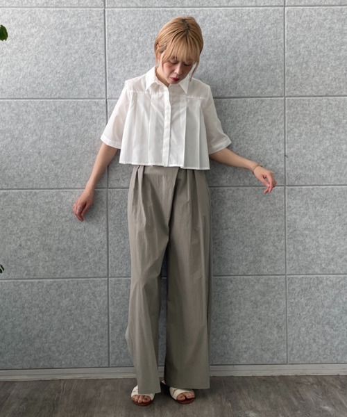 INDIVI GALLEST ブラウス シャツ 半袖 「ZOZO限定」プリーツクロップド