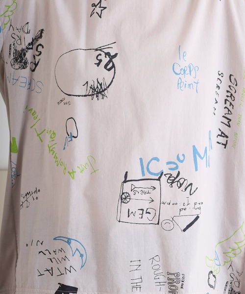tシャツ BRODIAEA 手書き風プリント半袖Tシャツ 東雲ちりめん