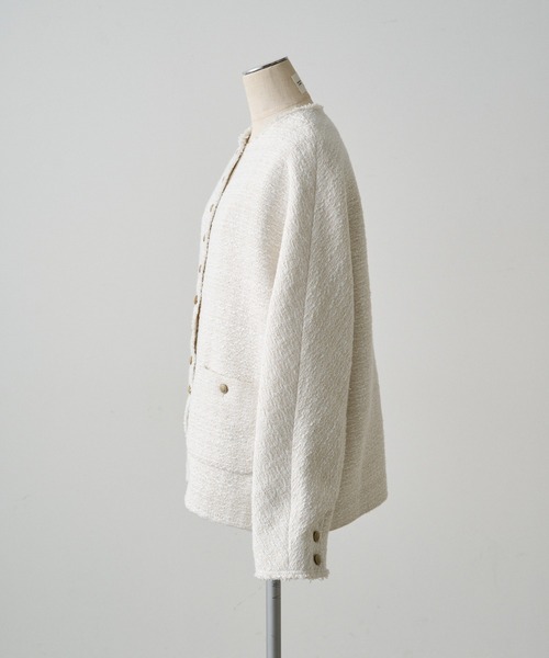 pual ce cin 「PUAL CE CIN」 ノーカラージャケット FREE アイボリー