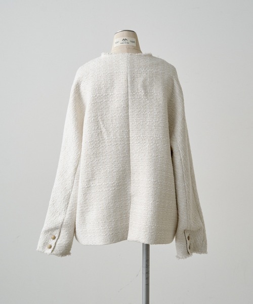 pual ce cin 「PUAL CE CIN」 ノーカラージャケット FREE アイボリー