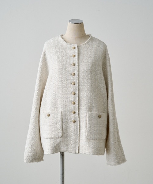 pual ce cin 「PUAL CE CIN」 ノーカラージャケット FREE アイボリー