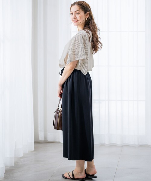 【美品】23区・レディース・スカーフプリントコンビカットソー・白38サイズ 週末限定セール‼︎】美品・23区・レディース・スカーフプリント