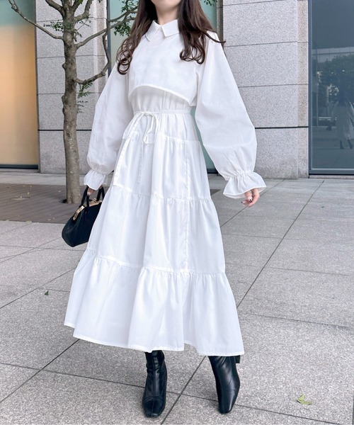 apres jour 「apres jour」 シャツワンピース フリー ブルー