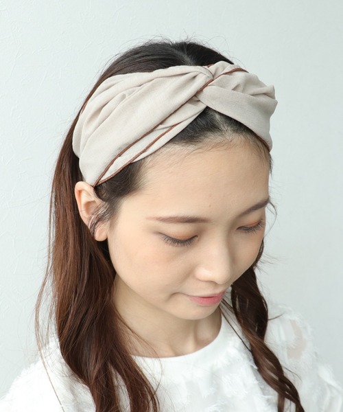 黒ベージュ ヘアバンド 3wayアレンジファーヘアターバン 楽天市場】追跡可能メール便☆【ヘアバンド】メランジェ