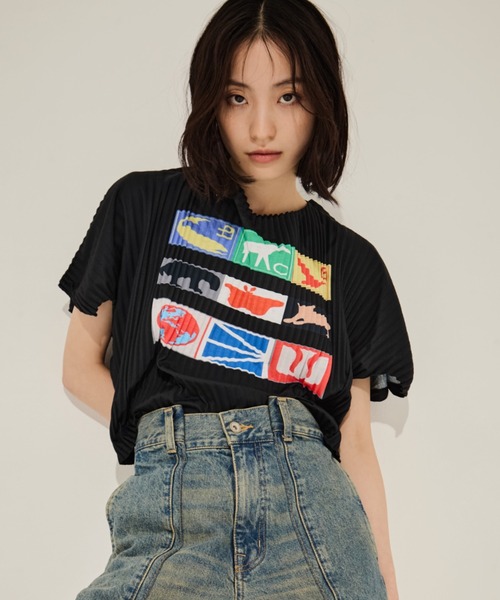 tシャツ 「YOHEI OHNO/ヨウヘイオオノ」Pleats T-shirt/プリーツTシャツ レディース