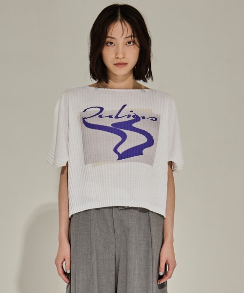 tシャツ 「YOHEI OHNO/ヨウヘイオオノ」「STUDIOUS別注」Stomacher Tshirt/カットソー/Tシャツ レディース YOHEI OHNO/ヨウヘイオオノ】Pleats T-shirt/プリーツTシャツ（T