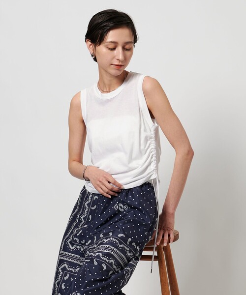 tシャツ 「L」「カタログ掲載品」「ウォッシャブル」アニマルカットジャカードノースリーブカットソー レディース UNITED ARROWS tシャツ サイドシャーリング ノースリーブ
