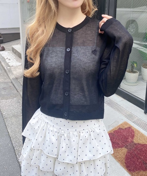 INGNI（イング） カーディガン uvカット 夏 胸ロゴシアーニット