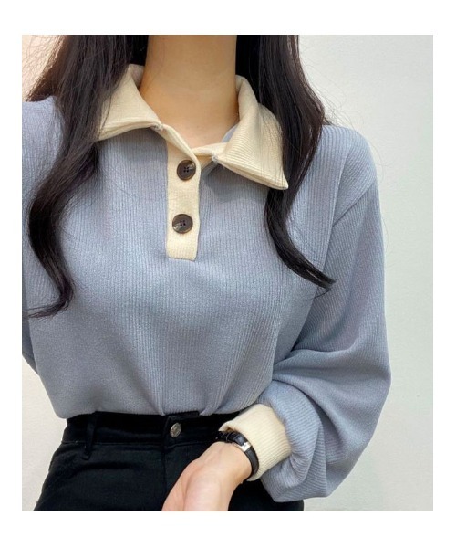 VIVID LADY」 長袖ポロシャツ FREE スカイブルー レディース