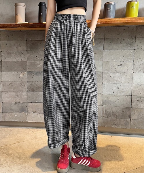 パンツ チェック柄ワイドパンツ レディース : ZOZOTOWN Yahoo!店