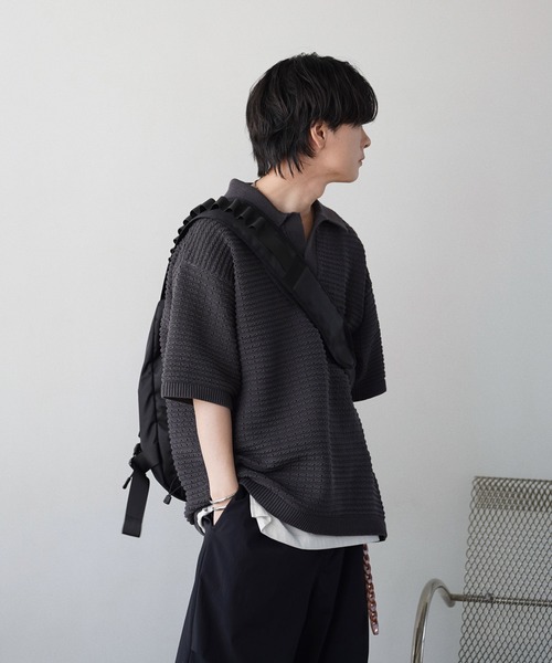 「WYM LIDNM」 半袖ニット L グレー メンズ