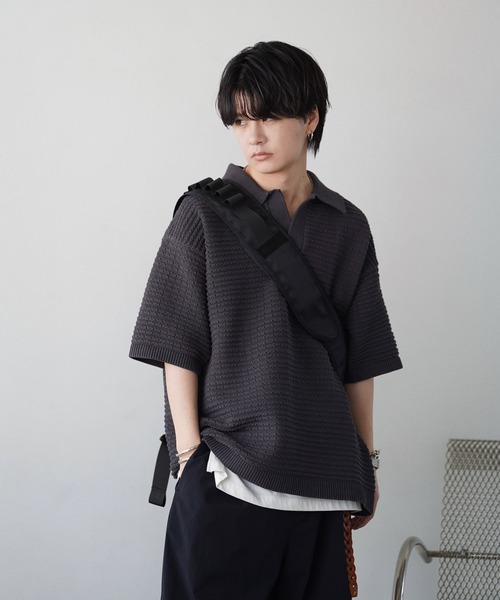 「WYM LIDNM」 半袖ニット L グレー メンズ