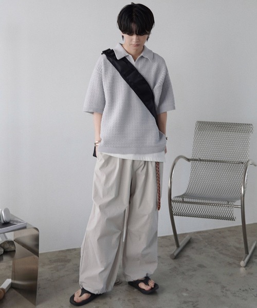 「WYM LIDNM」 半袖ニット L グレー メンズ