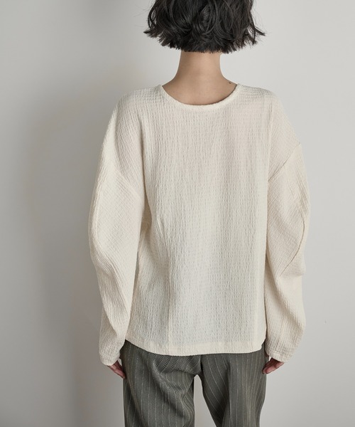 THE Yon tシャツ 2WAYフォルムスリーブリップルジャガードカーディガン