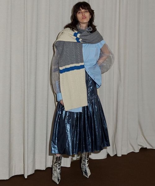 MAISON SPECIAL（メゾンスペシャル） フレアスカート FREE シルバー