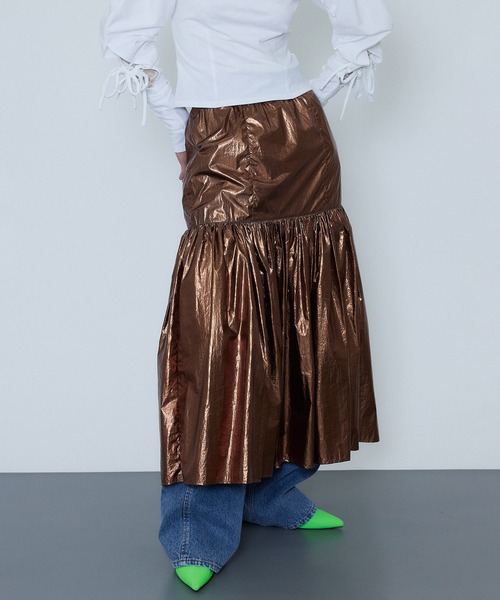 MAISON SPECIAL（メゾンスペシャル） フレアスカート FREE シルバー