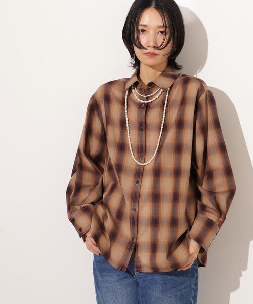 新品未使用　beauty &youth ブラウンチェック柄オーバーサイズシャツ N.Natural Beauty Basic（エヌ ナチュラルビューティーベーシック