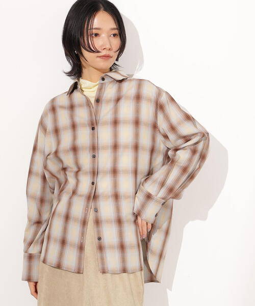 新品未使用　beauty &youth ブラウンチェック柄オーバーサイズシャツ エヌ ナチュラルビューティーベーシック N. Natural Beauty Basic