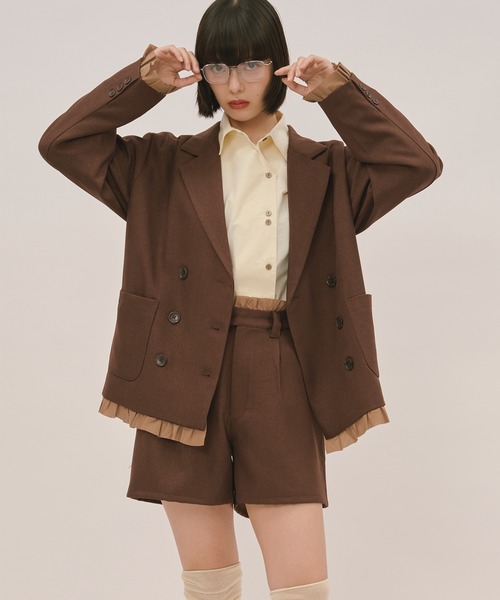 ジャケット・アウター MUGUET tulle frill tailored jacket MUGUET tulle frill tailored jacket