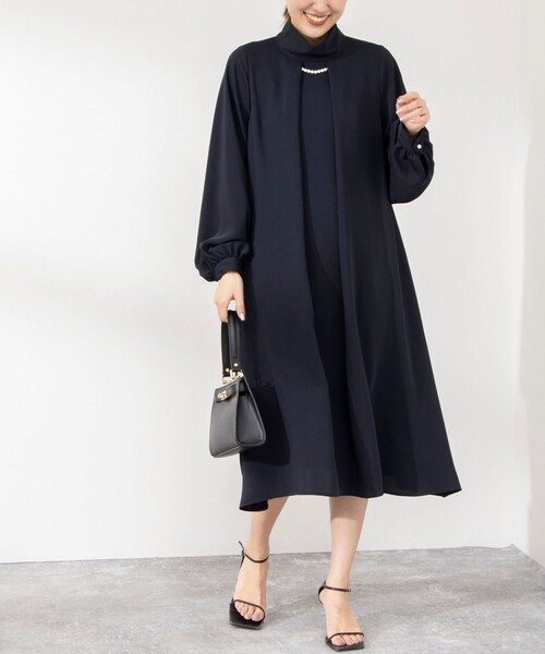 ネイビー 長袖 ひざ丈ワンピース 38 NOLLEY'S（ノーリーズ） 長袖ワンピース 38 ネイビー レディース