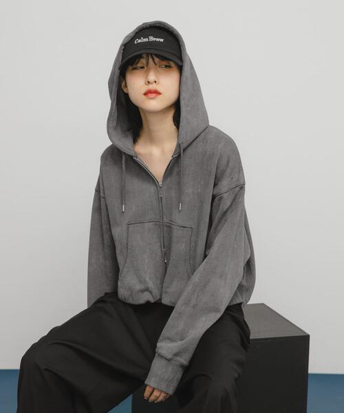 KBF（ケービーエフ） パーカー フロントZIPショートフーディー