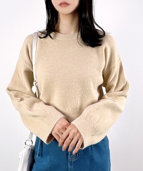 ニット+セーター RANCLIC volume sleeve short knit CLANE（クラネ）の「V NECK SHORT KNIT TOPS（ニット/セーター）」 - WEAR