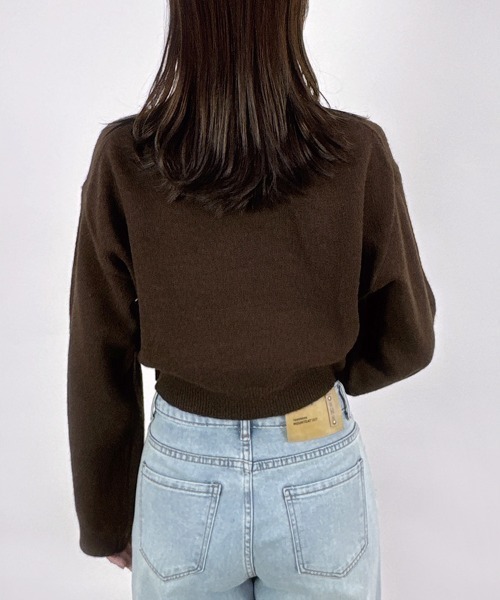ニット+セーター RANCLIC volume sleeve short knit CLANE（クラネ）の「V NECK SHORT KNIT TOPS（ニット/セーター）」 - WEAR
