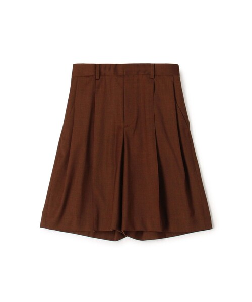 パンツ ピュアウールツイル 2タックハーフパンツ レディース