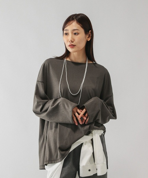 tシャツ スラブボートネックルーズTシャツ/589058 レディース | GLOBAL WORK | 02