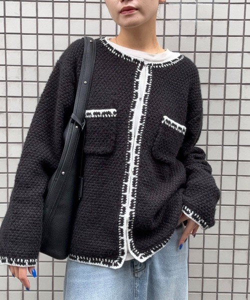 DRAW カーディガン DRAW(ドロー) / ツイード風ニットカーディガン