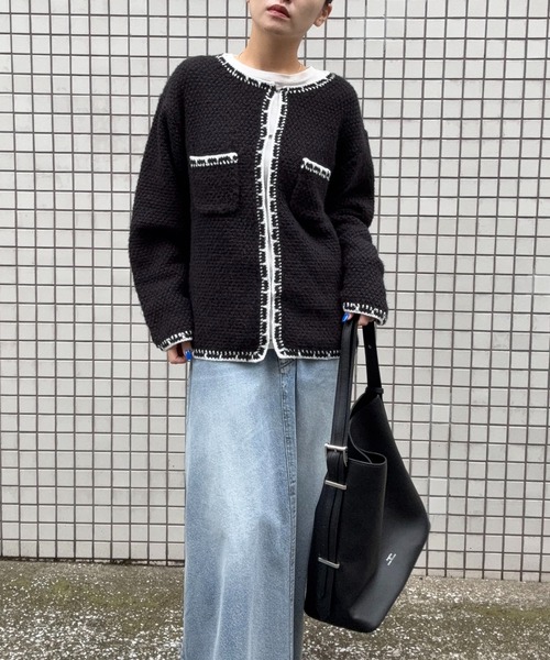 DRAW カーディガン DRAW(ドロー) / ツイード風ニットカーディガン