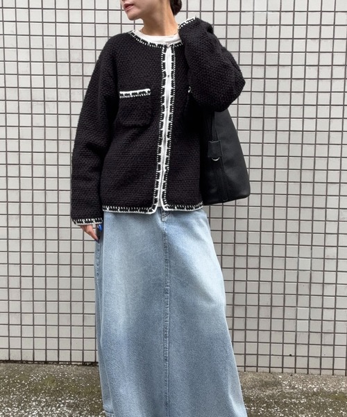 DRAW カーディガン DRAW(ドロー) / ツイード風ニットカーディガン