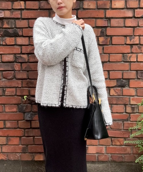 DRAW カーディガン DRAW(ドロー) / ツイード風ニットカーディガン