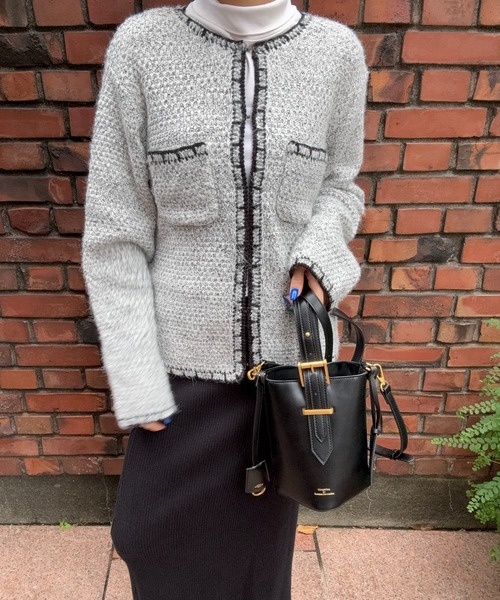 DRAW カーディガン DRAW(ドロー) / ツイード風ニットカーディガン