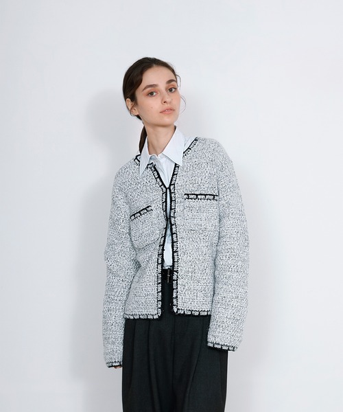 DRAW カーディガン DRAW(ドロー) / ツイード風ニットカーディガン