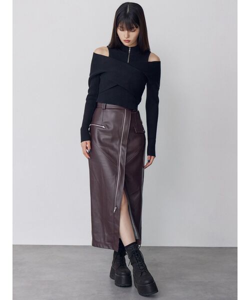 MURUA（ムルーア） ニット セーター カシュクールハーフジップトップス