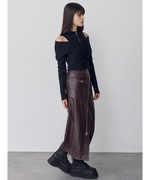 MURUA（ムルーア） ニット セーター カシュクールハーフジップトップス