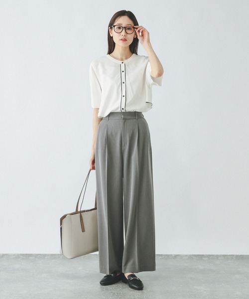 「GLOBAL WORK」 半袖ブラウス LARGE グリーン レディース_画像2