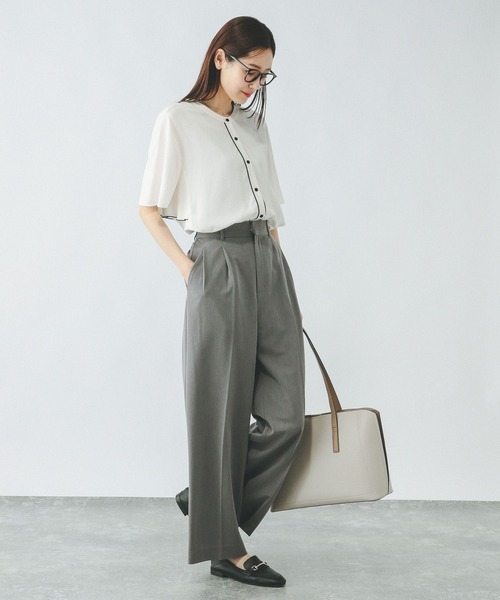 「GLOBAL WORK」 半袖ブラウス LARGE グリーン レディース_画像3