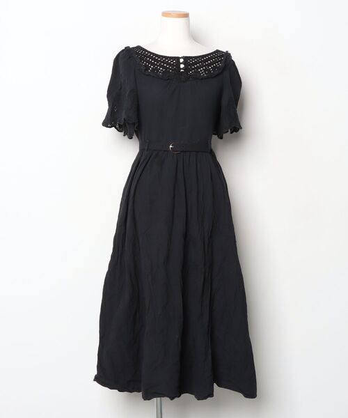 Merlette ブラック 半袖ワンピース ヂェン先生の日常着｜半袖ワンピース ブラック - ファッション