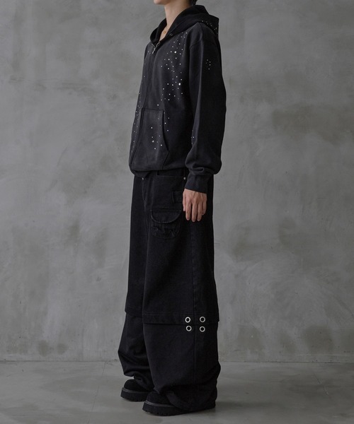 ワイドパンツ ジーンズ SWEAT PANEL BAGGY PANTS/スウェットパネル 
