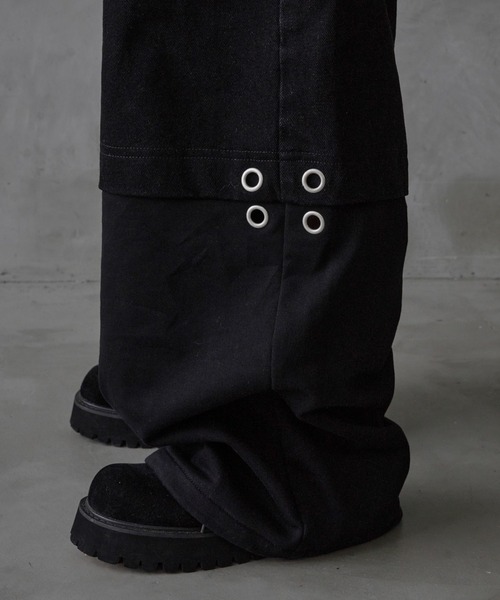 ワイドパンツ ジーンズ SWEAT PANEL BAGGY PANTS/スウェットパネル 
