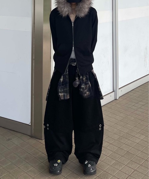 ワイドパンツ ジーンズ SWEAT PANEL BAGGY PANTS/スウェットパネル 