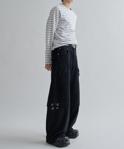 ワイドパンツ ジーンズ SWEAT PANEL BAGGY PANTS/スウェットパネル 